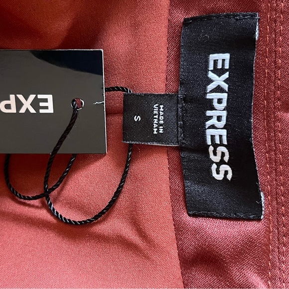 Express Women’s Satin Lightweight Open Front Blazer Size S Burnt Orange Lined - Picture 7 of 8